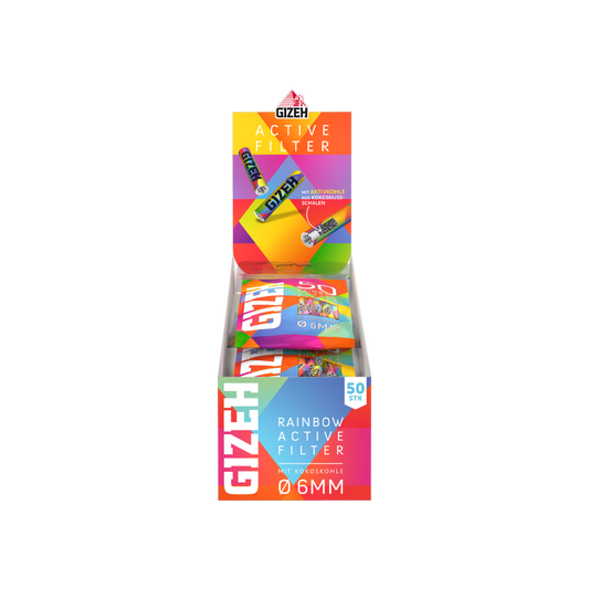 GIZEH RAINBOW - AKTIV FILTER 6mm (50er)