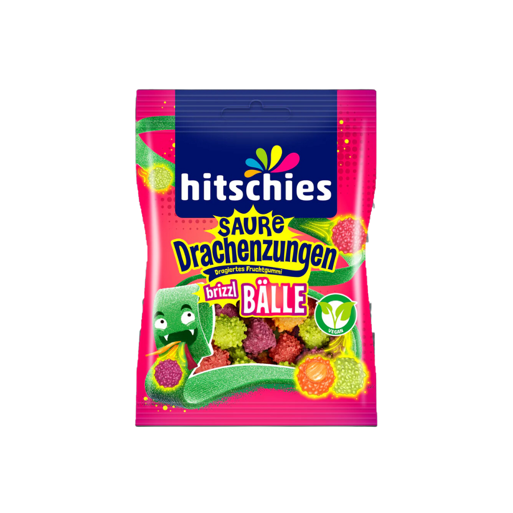 HITSCHIES - Saure Drachenzungen brizzle Bälle 100g (6 Stk.) - MHD: 07/2027