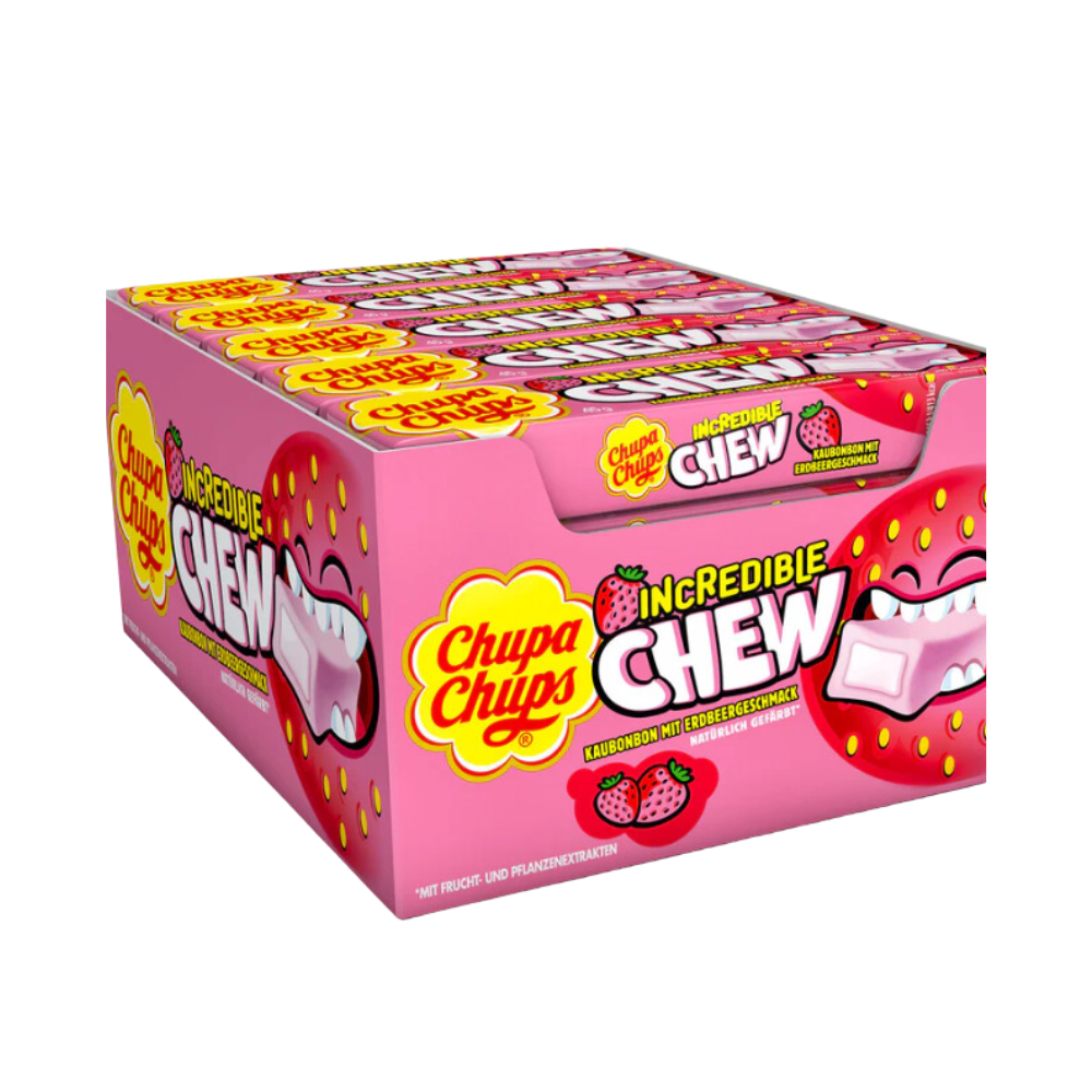 CHUPA CHUPS - Incredible Chew Erdbeere 20x45g - MHD: 05/2026