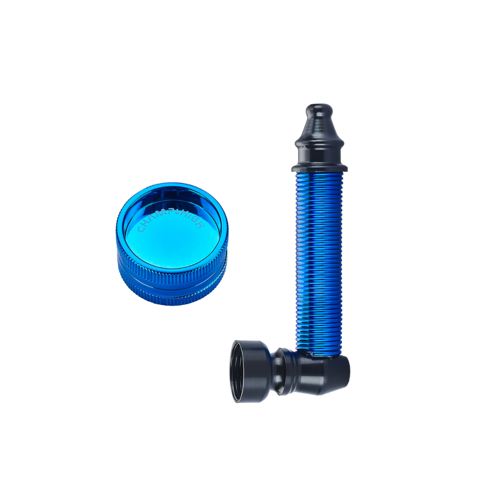 CHAMP - Mini Handpfeife 8 cm mit Grinder set - 2-lagig - 30mm - Metalschraube