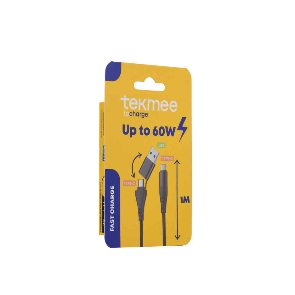 TEKMEE 2-in-1 USB-C Aufladekabel - Schwarz