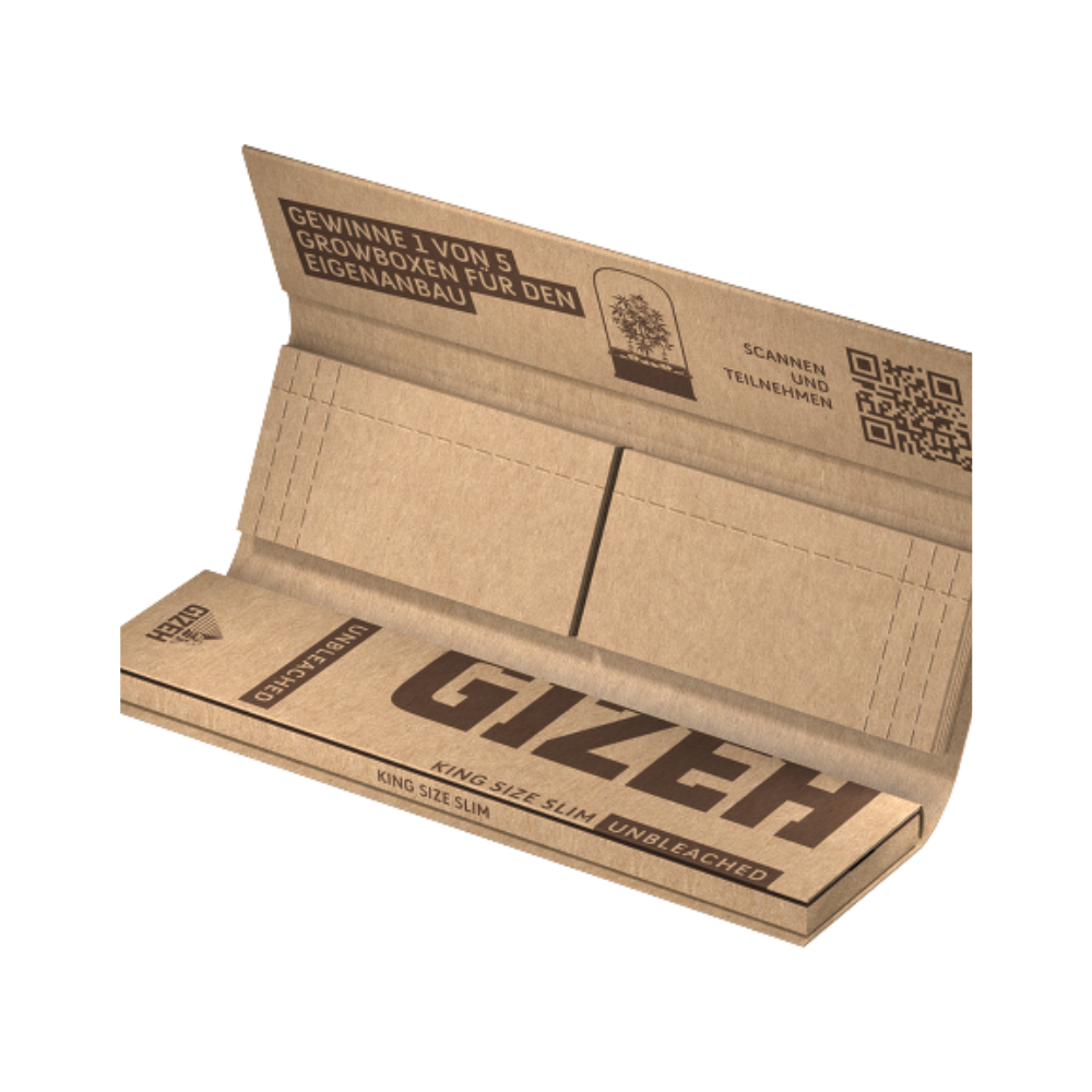 GIZEH Unbleached - King Size Slim + Tips - 26 Heftchen - je 34 Blatt + 34 Tips