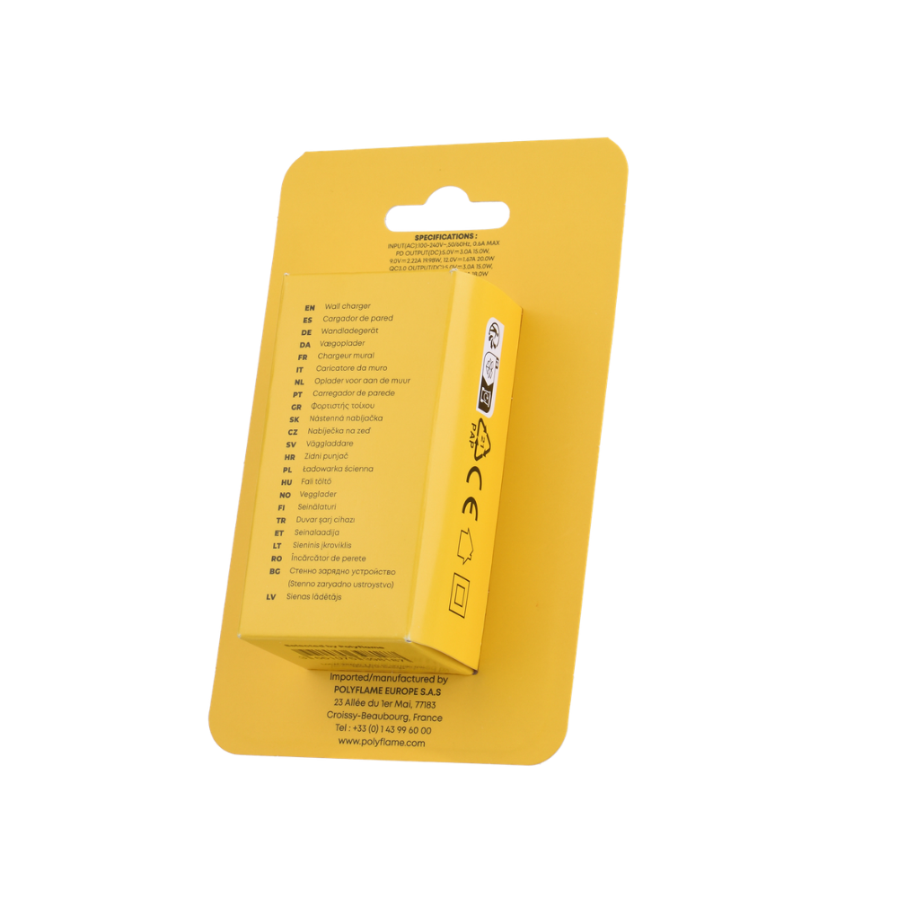 TEKMEE - WALL CHARGER 2-Ports - 20W USB + USB-C