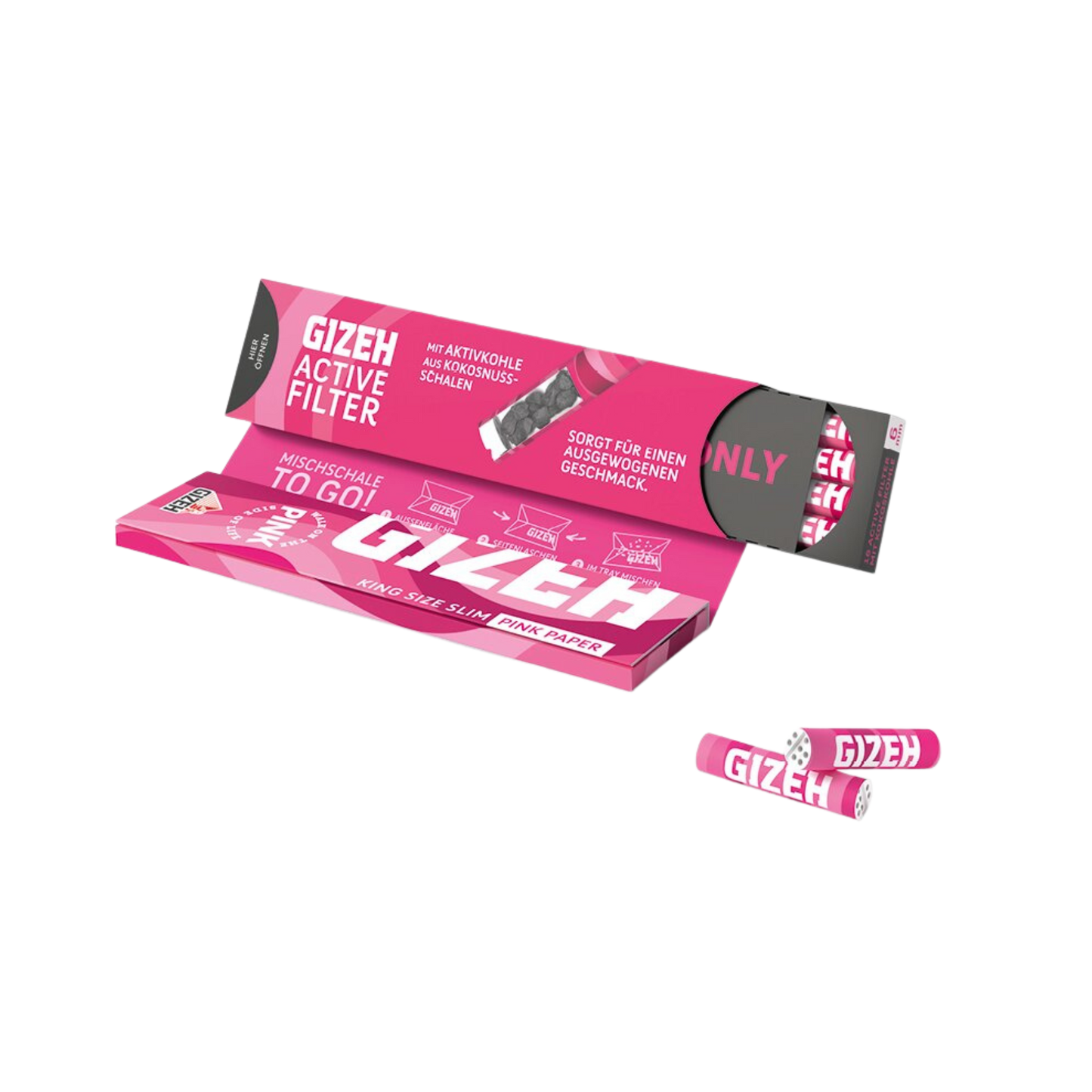 GIZEH Pink - King Size Slim + Active Filter 6mm