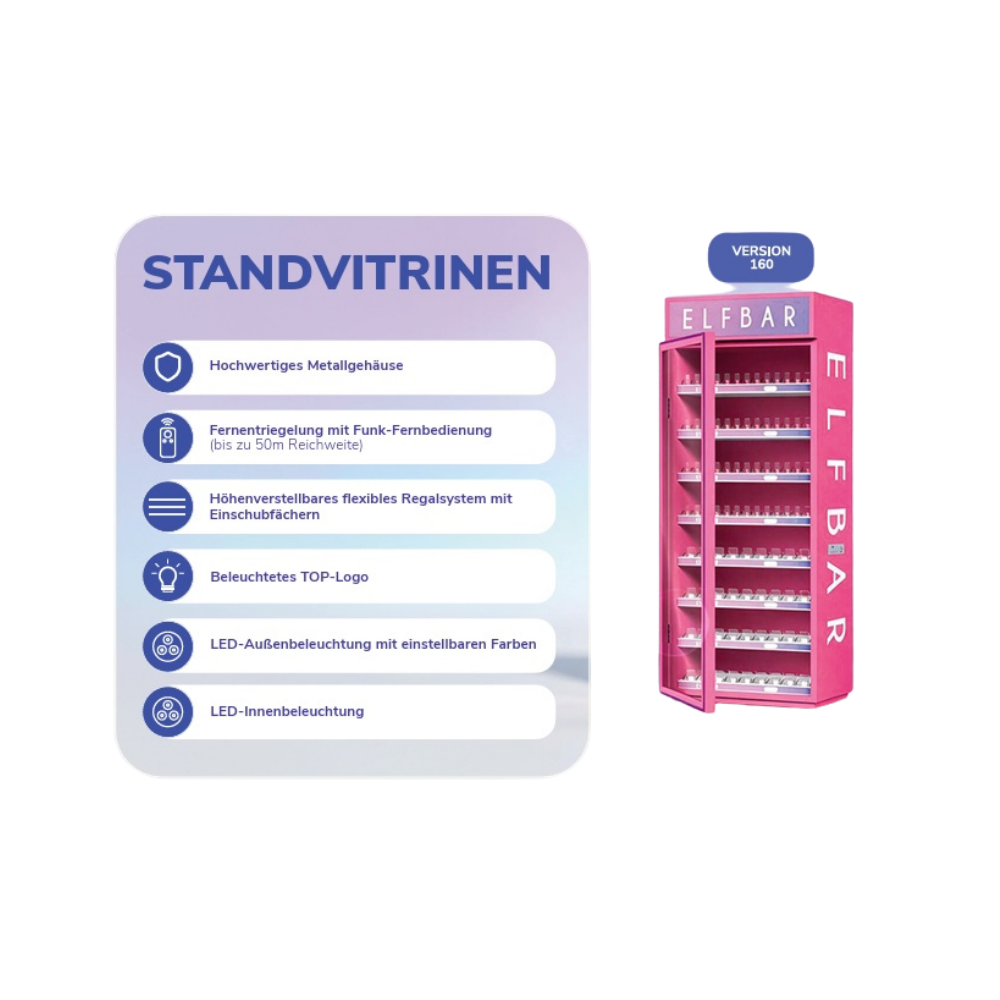 ELFBAR - Standvitrine - LED-Verkaufsdisplay