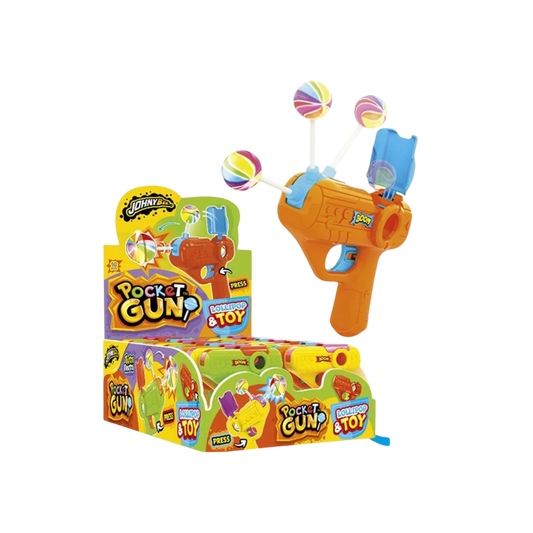 JOHNY BEE - Pocket Gun Lollipop & Toy 16x5g - MHD: 30.07.2027