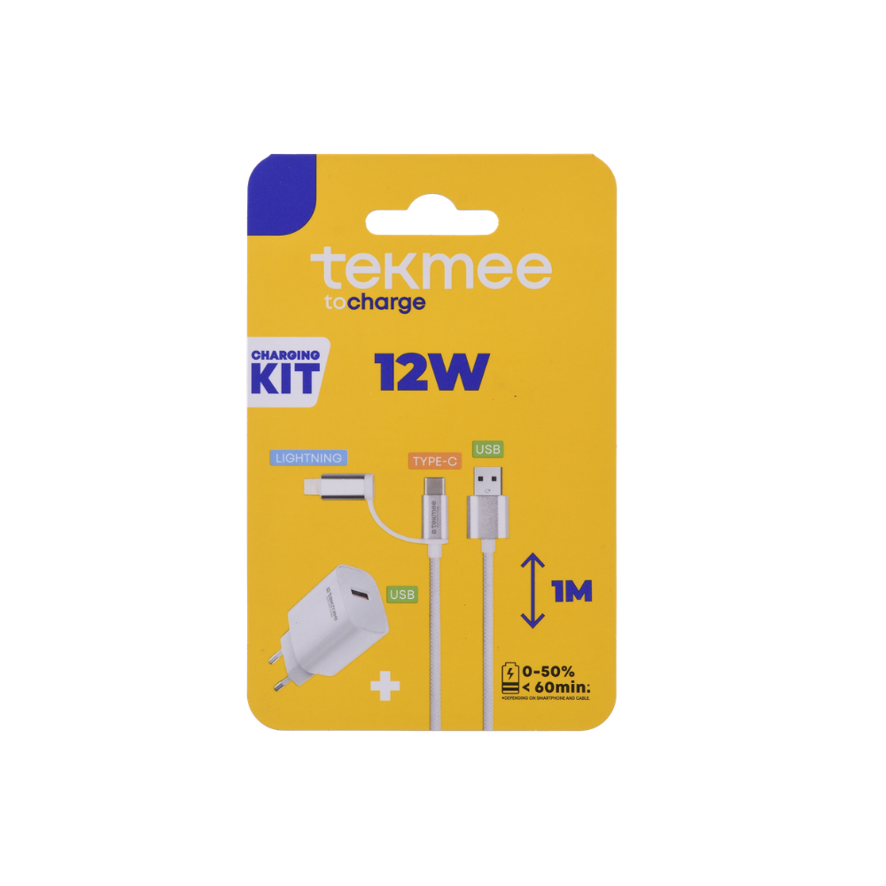 TEKMEE - 2in1 Travel Kit - 12W Charger + USB -A -C