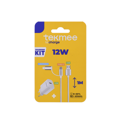 TEKMEE - 2in1 Travel Kit - 12W Charger + USB -A -C