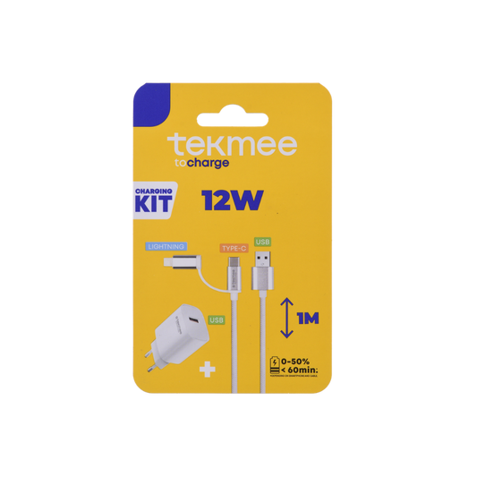 TEKMEE - 2in1 Travel Kit - 12W Charger + USB -A -C