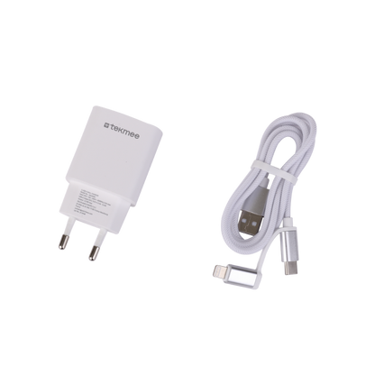 TEKMEE - 2in1 Travel Kit - 12W Charger + USB -A -C