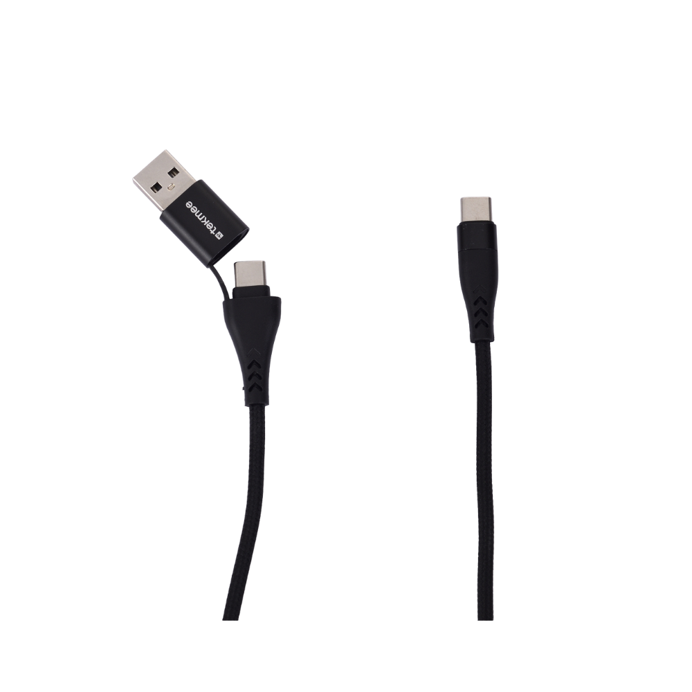 TEKMEE 2-in-1 USB-C Aufladekabel - Schwarz