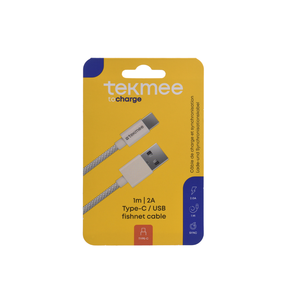 TEKMEE - USB-C Fischnetz Ladekabel 10x1 mtr.