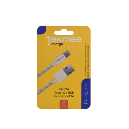 TEKMEE - USB-C Fischnetz Ladekabel 10x1 mtr.