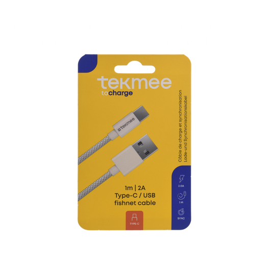TEKMEE - USB-C Fischnetz Ladekabel 10x1 mtr.