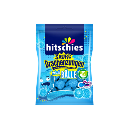 HITSCHIES - Saure Drachenzungen  brizzle Bälle Blau 100g (5 Stk.) - MHD:02/2028