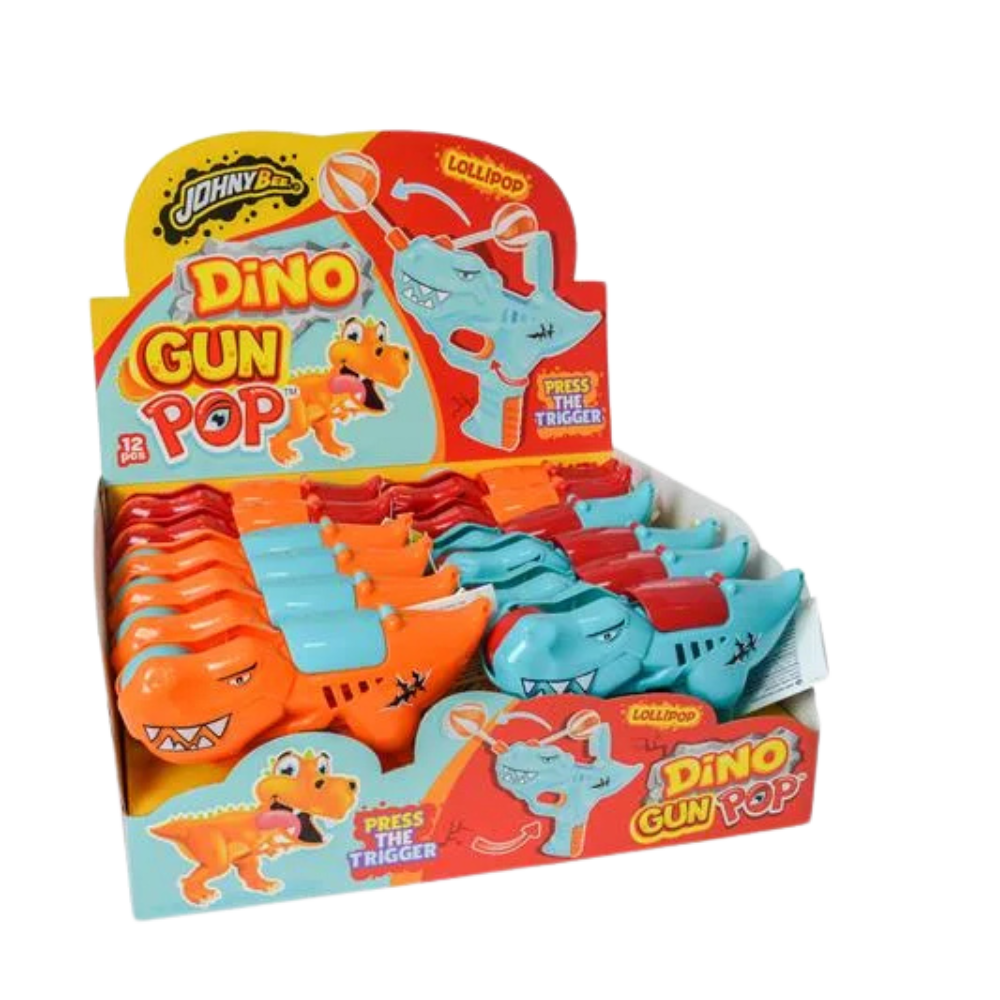 JOHNY BEE - Dino Gun Pop Lollipop 10g - MHD: 26.08.27