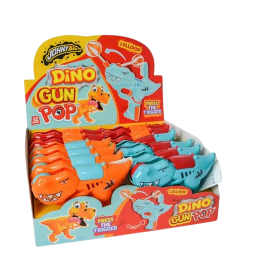 JOHNY BEE - Dino Gun Pop Lollipop 10g - MHD: 26.08.27