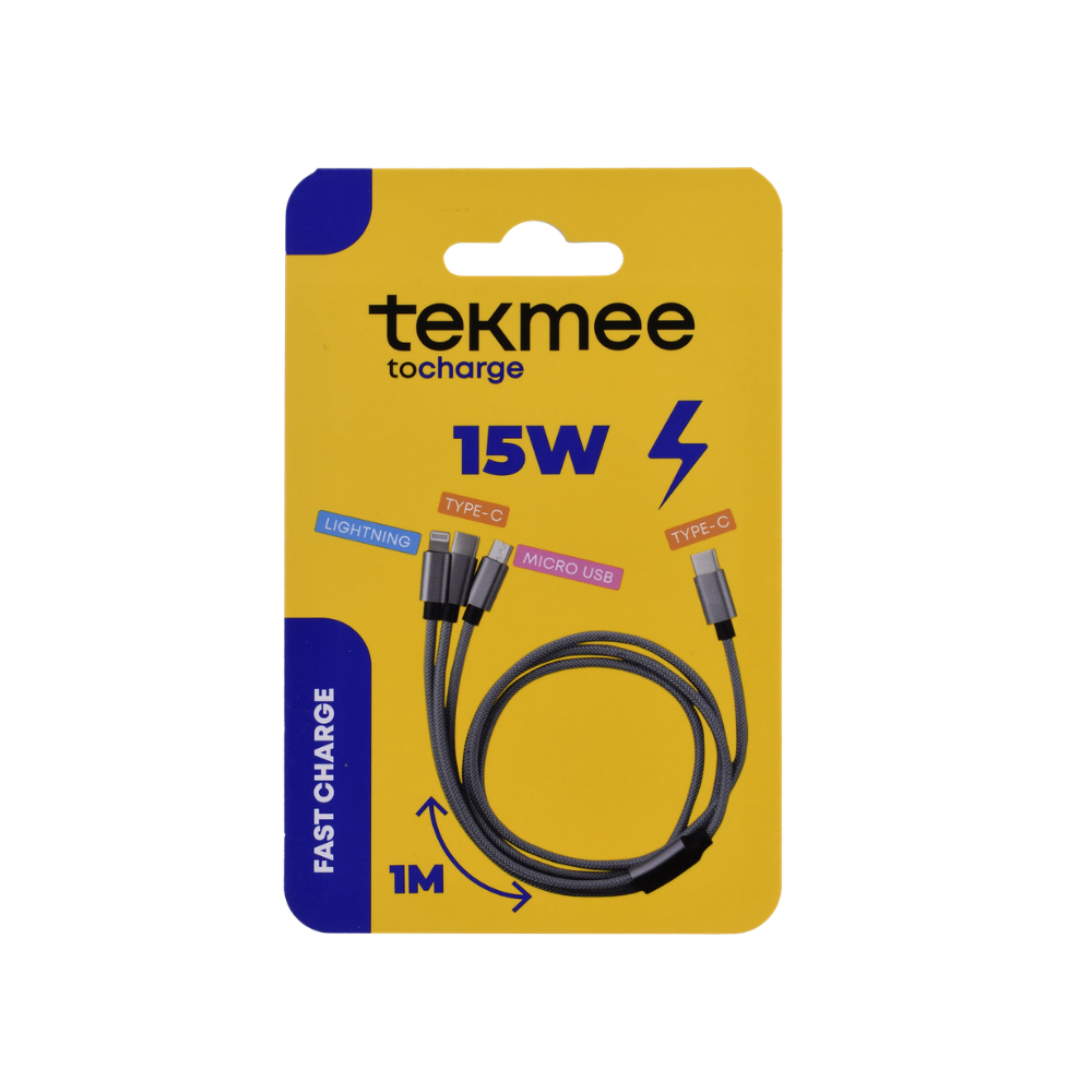 TEKMEE - 3in1 Nylon Braided cable -  USB-C -A -C -Micro