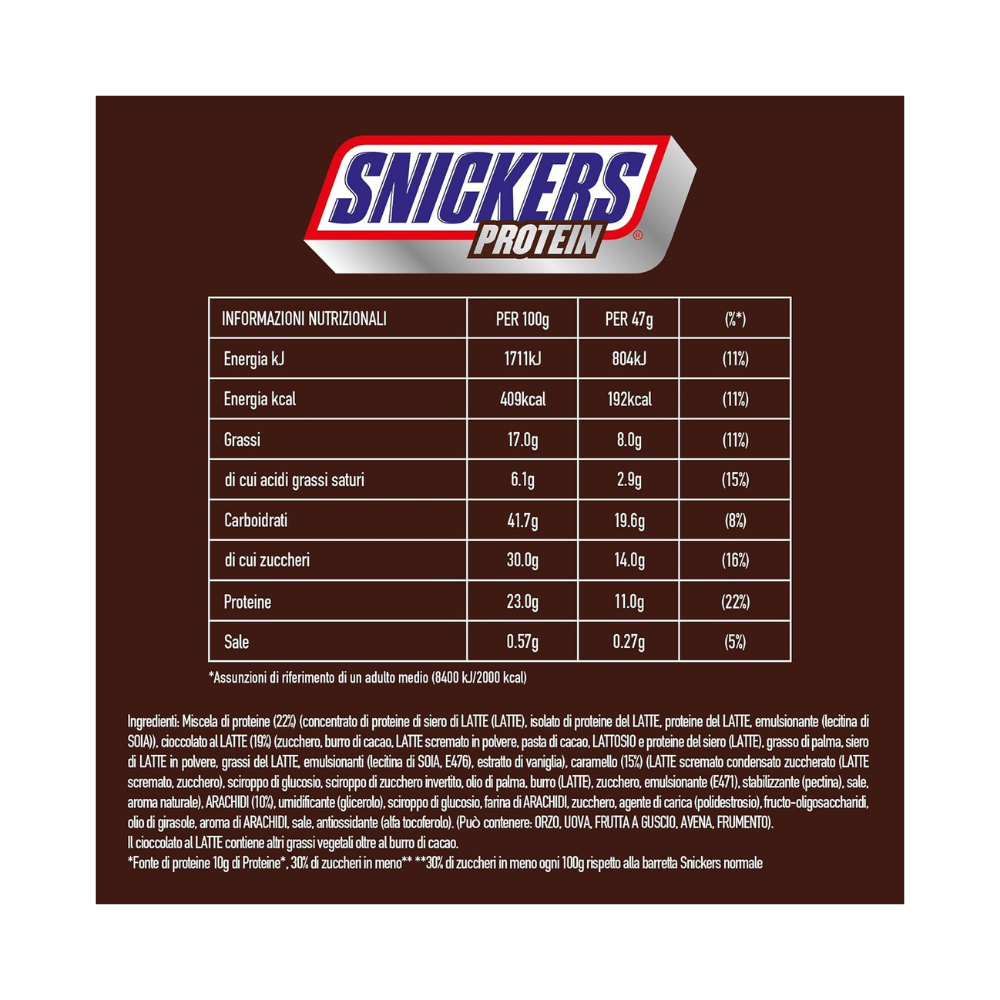 SNICKERS - Proteinriegel 18x47g - MHD: 20.05.2026